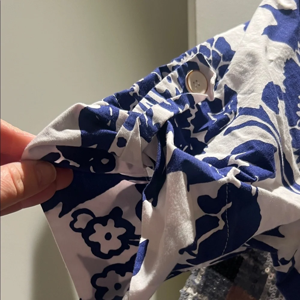 Zara Blue and White Floral Midi-Dress - Picture 4 of 5